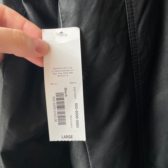 NWT Claiborne Black Leather Bomber Jacket - Picture 6 of 6